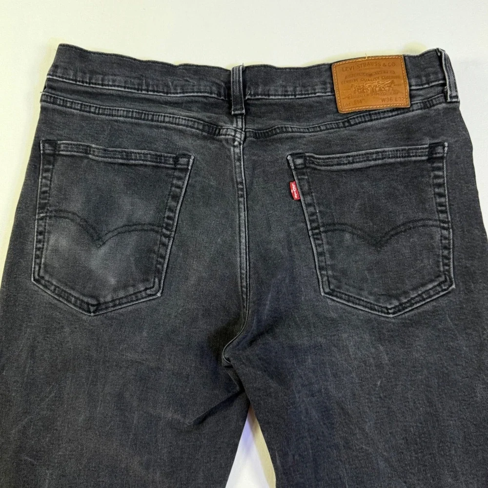 Levi's 514 Slim Straight Jeans Mens 36x31 Washed‎ Black Charcoal Stretch Denim